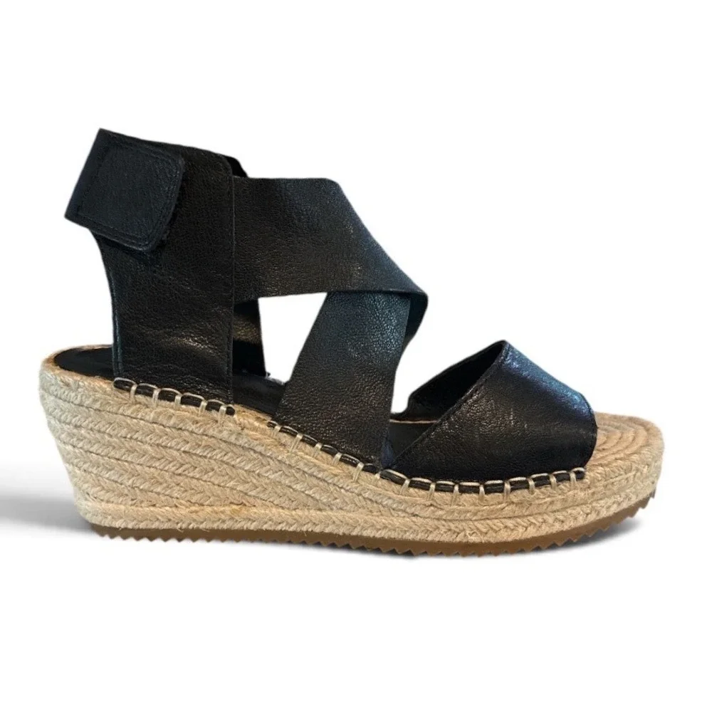 Eileen Fisher Leather Espadrille Wedges